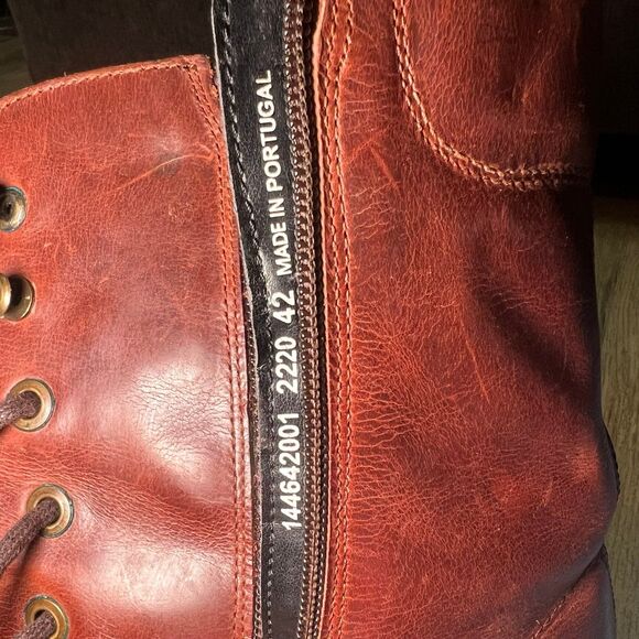 Fly London Burgundy Leather‎ Combat Boots Chunky Platform Heel Lace-Up Military - Picture 7 of 9